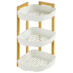 5 FIVE SIMPLY SMART - 5five - étagère d angle "naturéo" 3 niveaux en bambou blanc 29x22cm