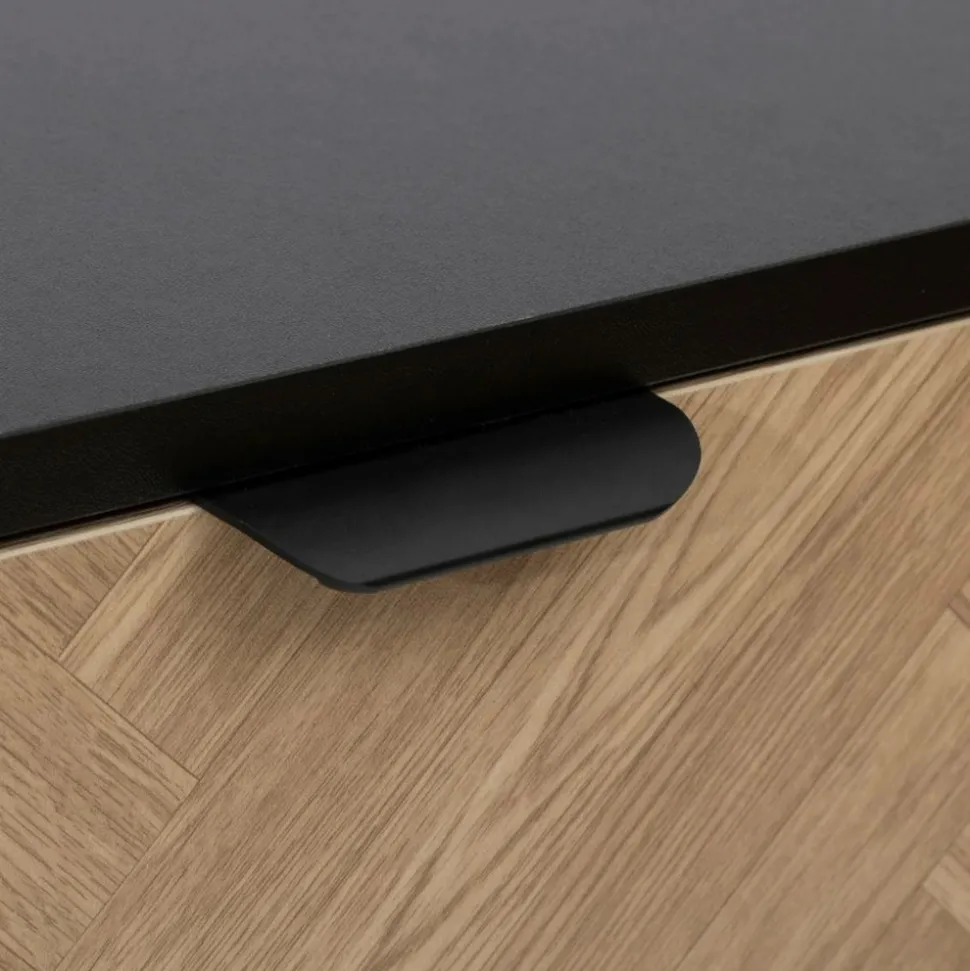 5 FIVE SIMPLY SMART - 5five - commode "chevrons" 4 tiroirs effet pin naturel et noir 95x80cm