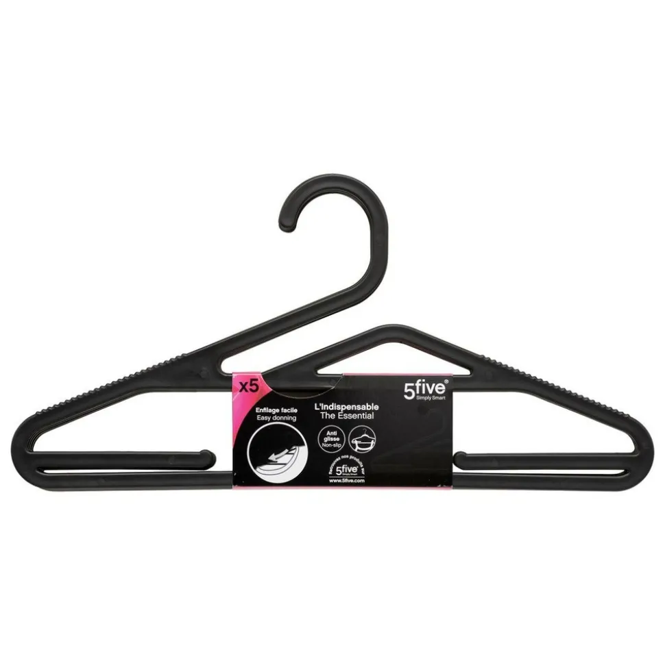 5 FIVE SIMPLY SMART - 5five - 5 cintres antidérapants "hang up" noir l41cm