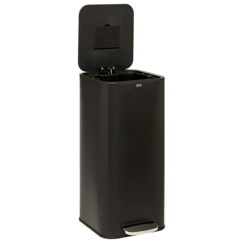 5 FIVE SIMPLY SMART - 5five - poubelle "delta" en métal noir 30l