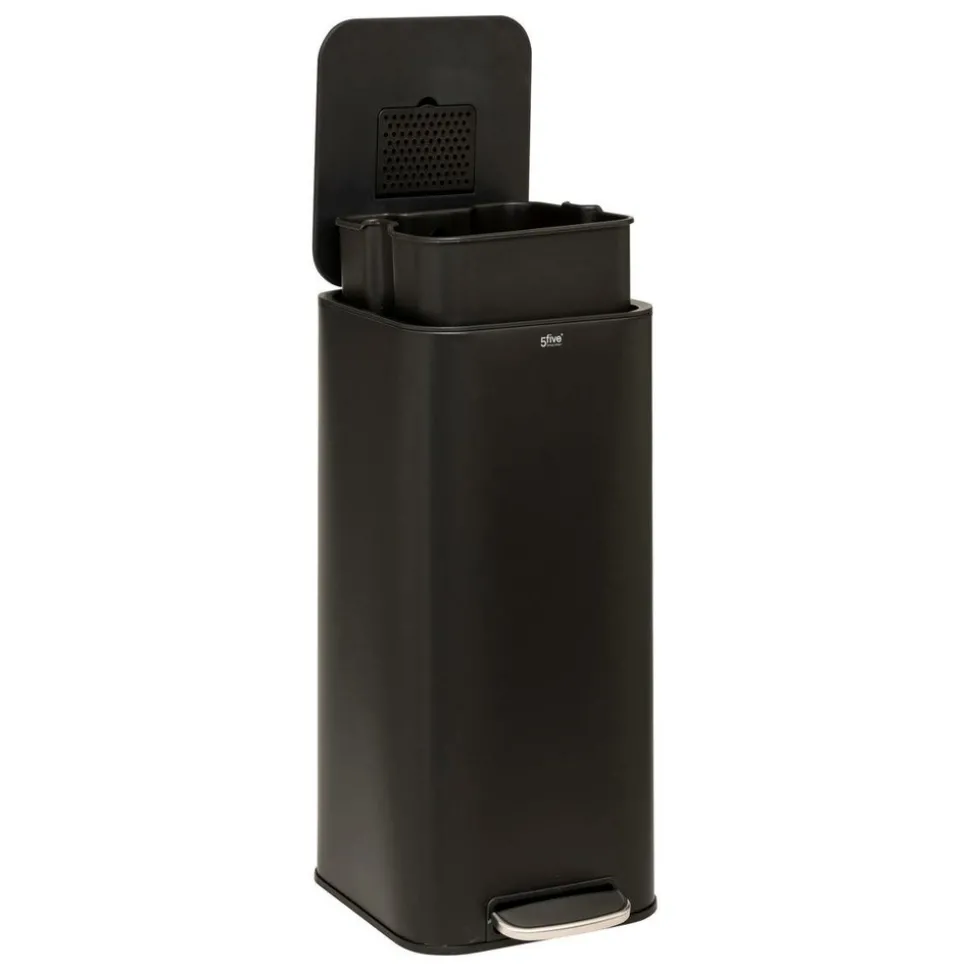 5 FIVE SIMPLY SMART - 5five - poubelle "delta" en métal noir 30l