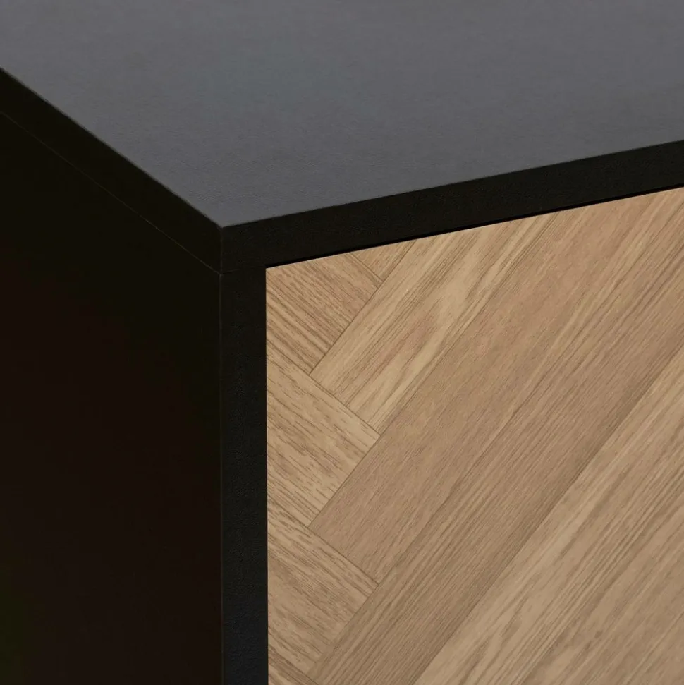 5 FIVE SIMPLY SMART - 5five - buffet "chevrons" 2 portes 3 tiroirs effet pin naturel 160x75cm