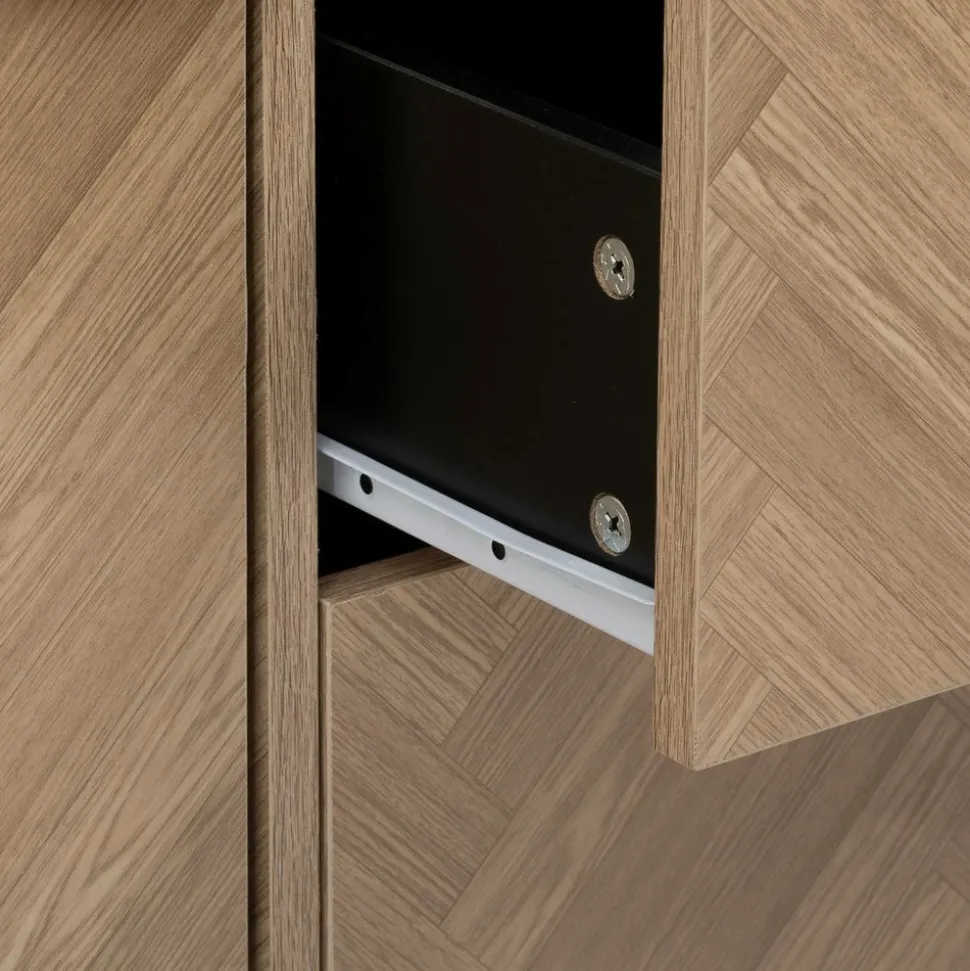 5 FIVE SIMPLY SMART - 5five - buffet "chevrons" 2 portes 3 tiroirs effet pin naturel 160x75cm