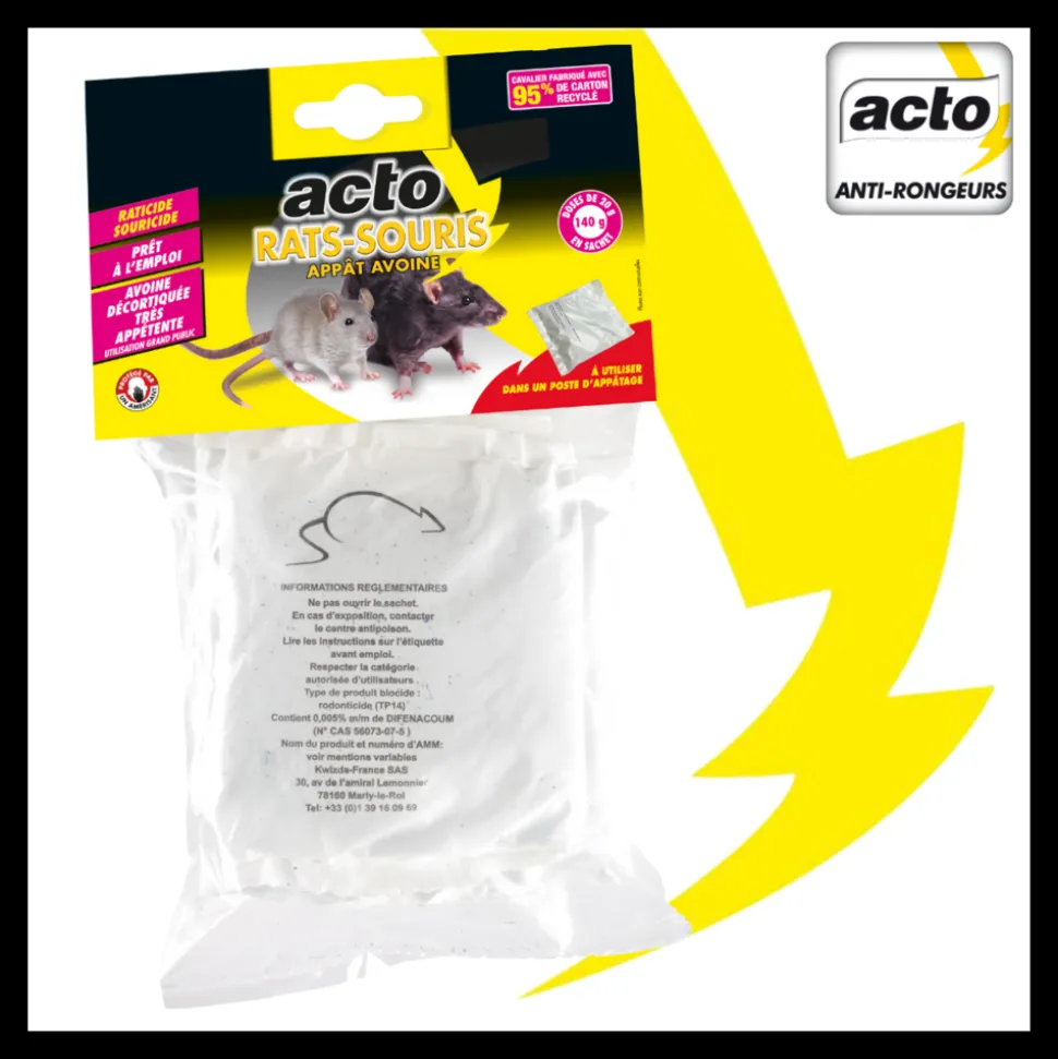 ACTO - Acto rats-souris appât avoine - 7 sachets de 20 grs