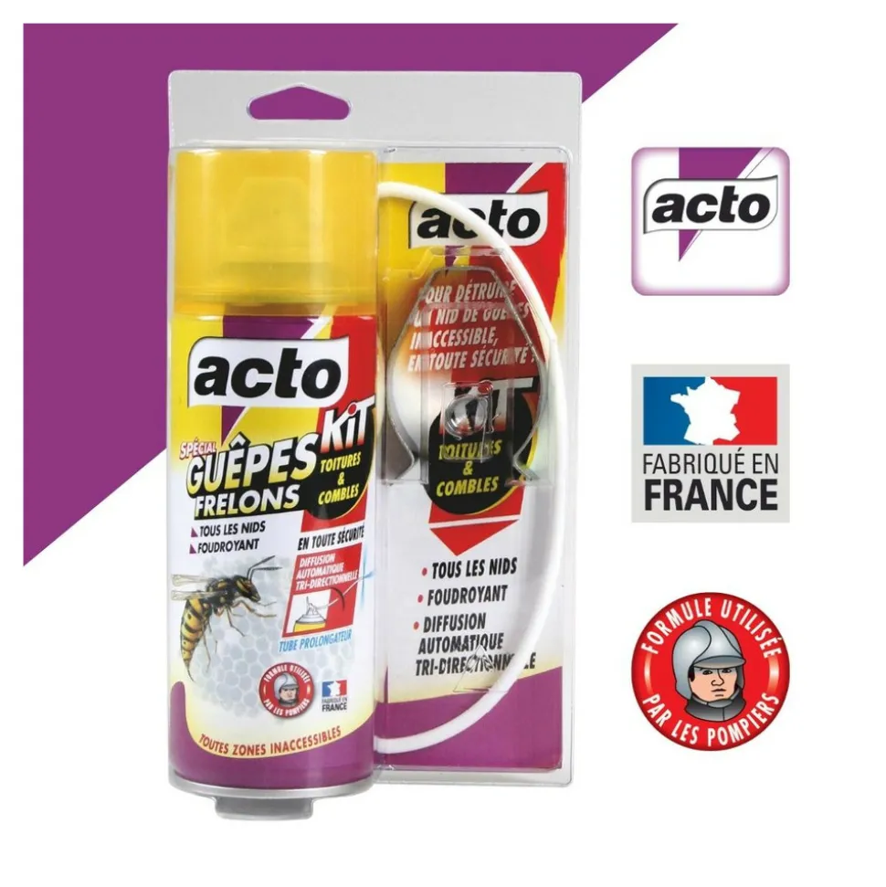 ACTO - Aérosol acto spécial guepes frelons - kit spécial toitures et combles
