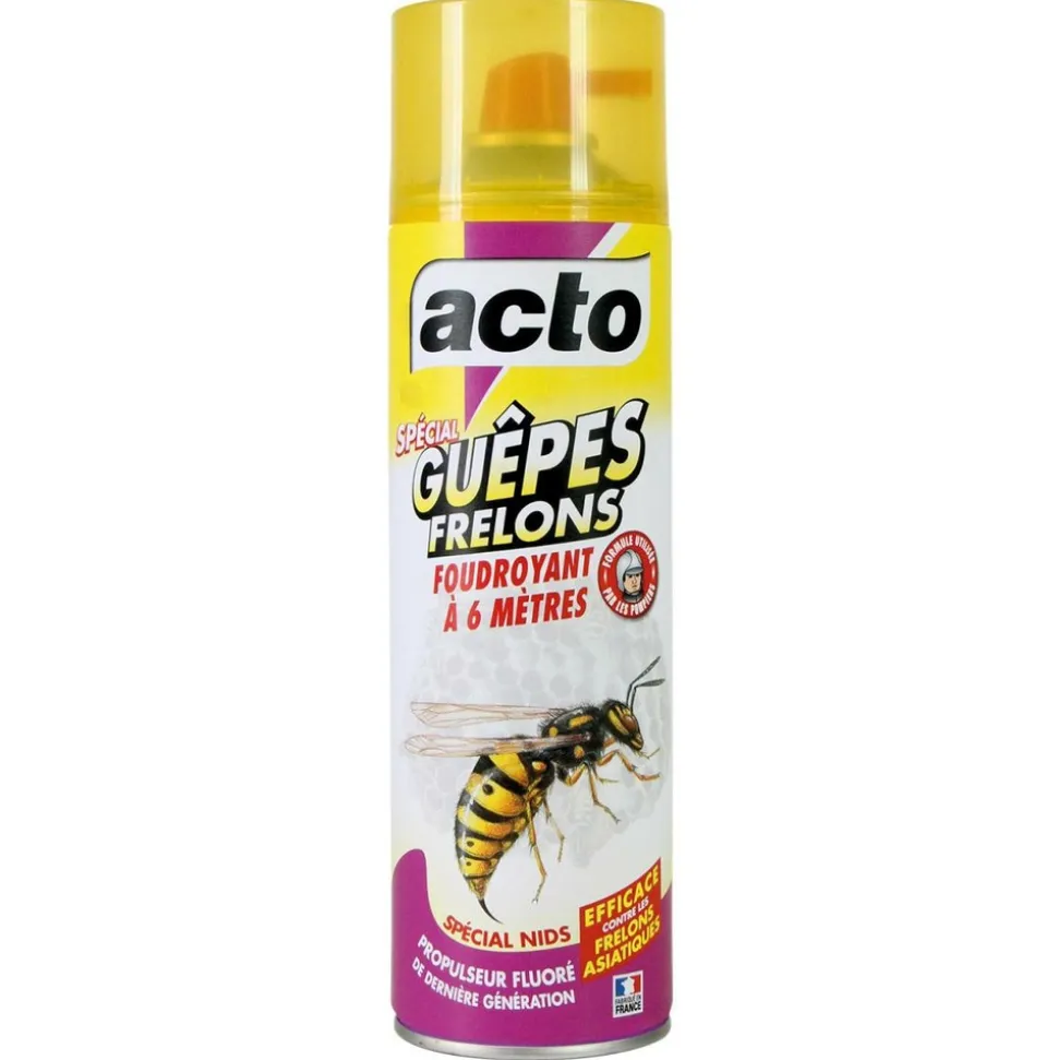 ACTO - Aérosol insecticide acto spécial guepes - frelons longue portée 6 mètres, 500 ml