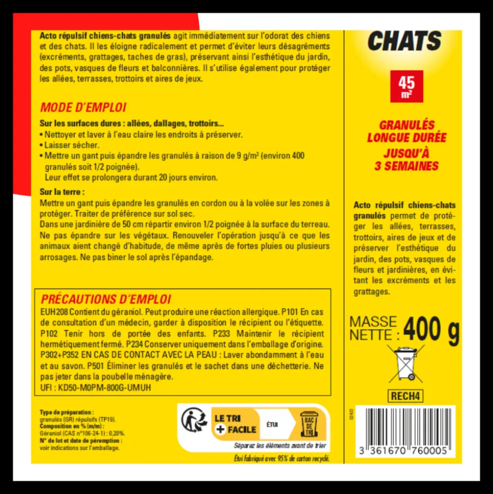 ACTO - Répulsif chien chat 400gr acto rech4 - acto