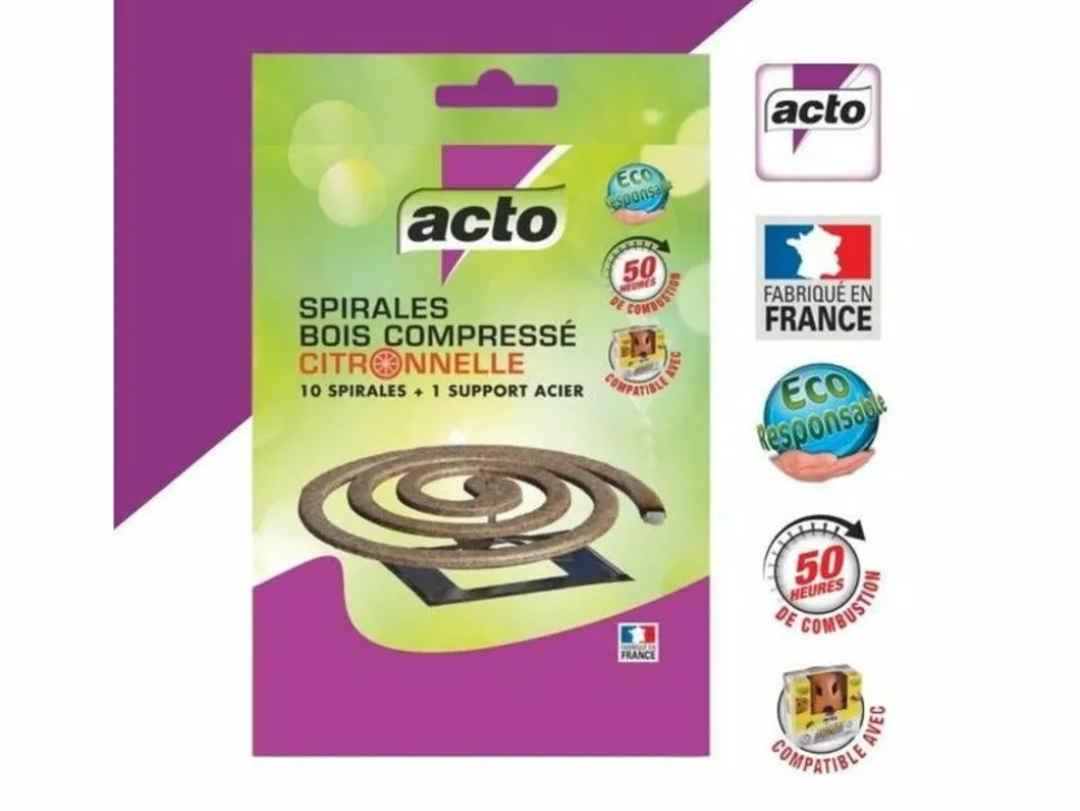 ACTO - Spirales bois compressé citronnelle - 50h de diffusion !