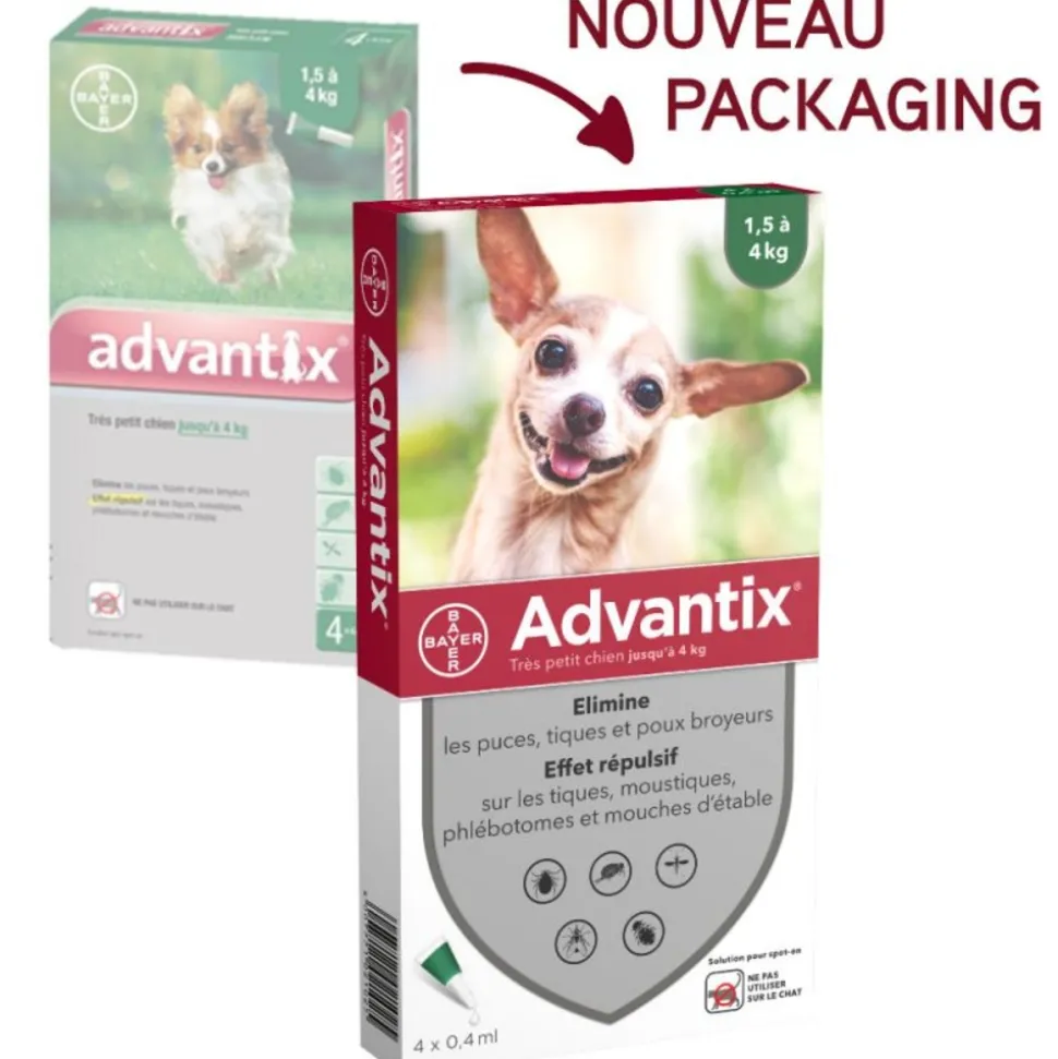 ADVANTIX - Pipette antiparasitaire tres petit chien advantix x4