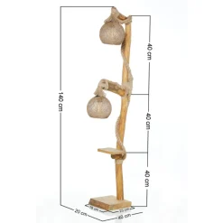 Alex - lampadaire en bois et cordes avec rebord