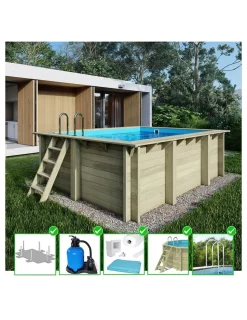 ALTANKA - Piscine en bois aqua 4,65x2,85 - h.1,24 m fixations à visser - bas7306ospl - altanka