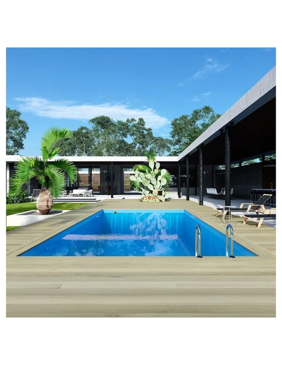ALTANKA - Piscine en bois aqua 8,5x4,35 - h.1,45 m cadre en métal, sans dalle béton - bas7309ospu - altanka
