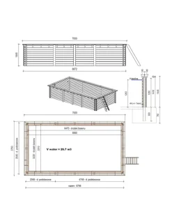 ALTANKA - Piscine en bois aqua 7x3,75 - h.1,45 m fixations à visser - bas7308ospl+sza - altanka