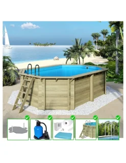 ALTANKA - Piscine en bois nemo 5,79x3,49 - h.1,45 m fixations à visser - bas7304ospl - altanka