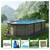 ALTANKA - Piscine en bois nemo 7,3x3,97 - h.1,45 m fixations à sceller - bas7305ospi+sza - altanka