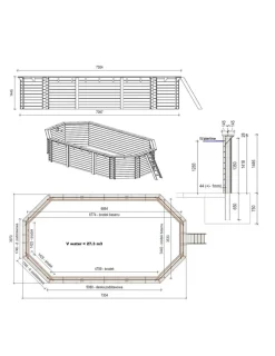 ALTANKA - Piscine en bois nemo 7,3x3,97 - h.1,45 m fixations à sceller - bas7305ospi+sza - altanka