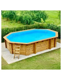 ALTANKA - Piscine en bois nemo 7,3x3,97 - h.1,45 m fixations à sceller - bas7305ospi+sza - altanka
