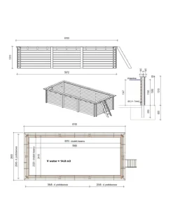 ALTANKA - Piscine en bois aqua 6,1x2,85 - h.1,31 m fixations à sceller - bas7307ospi - altanka
