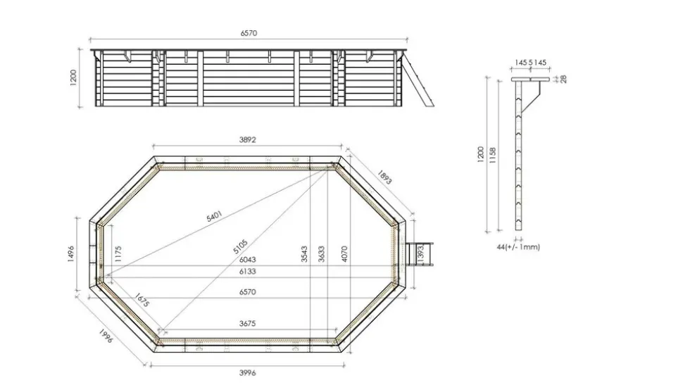 ALTANKA - Piscine en bois 6,57x4,07 - h.1,20 m fixations à visser - bas748ospl - altanka