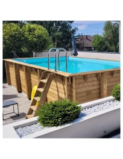 ALTANKA - Piscine en bois aqua 8,5x4,35 - h.1,45 m fixations à visser - bas7309ospl - altanka