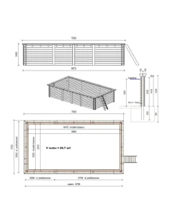 ALTANKA - Piscine en bois aqua 7x3,75 - h.1,45 m fixations à visser - bas7308ospl - altanka