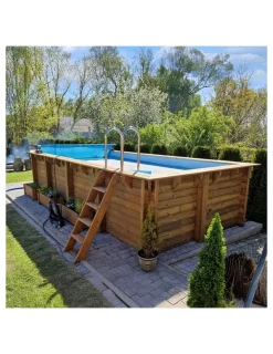 ALTANKA - Piscine en bois aqua 7x3,75 - h.1,45 m fixations à visser - bas7308ospl - altanka