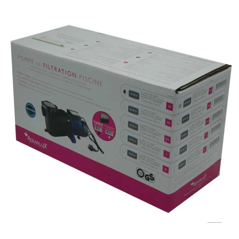 Aqualux pompe de filtration piscine avec timer intégré - 1/3cv - 100517t