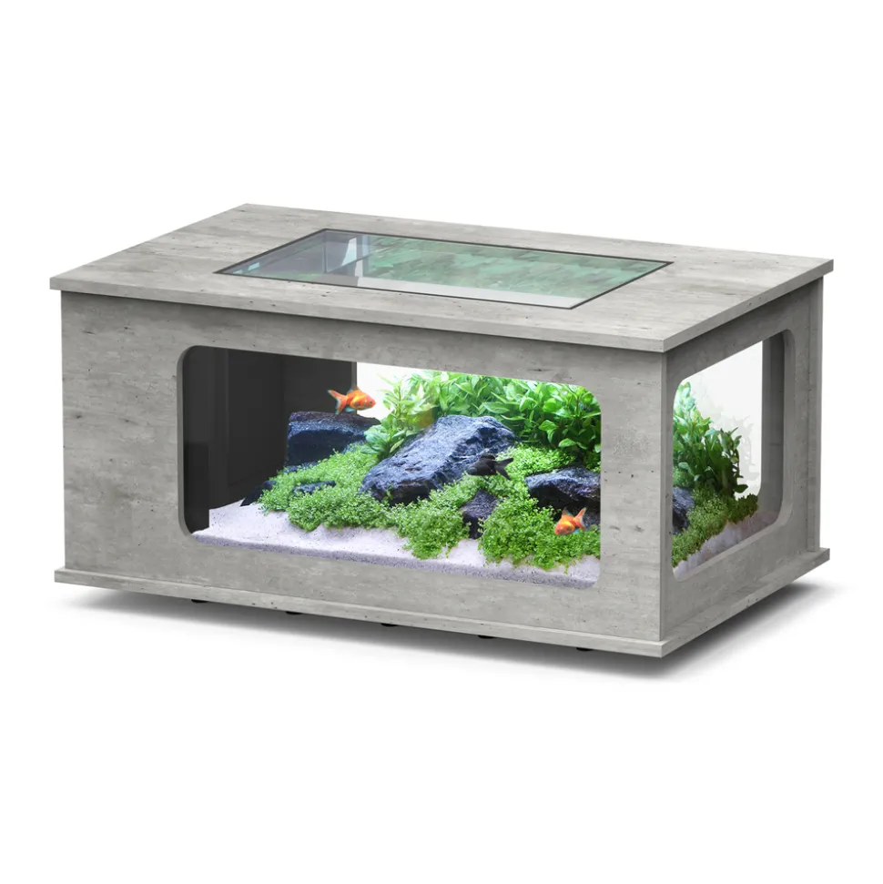 AQUATLANTIS - Table basse Aquarium Mesa Salao équipée Béton L.100x P.63x H.51,5cm
