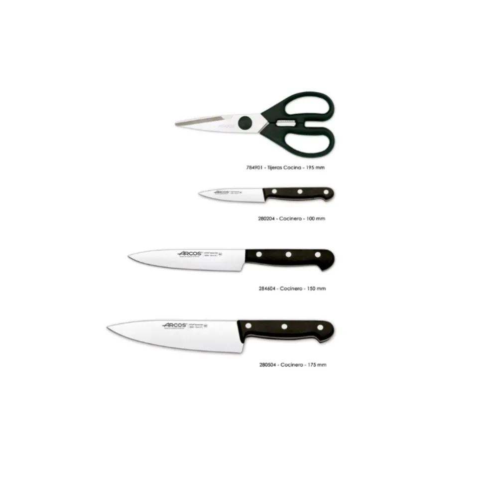Arcos bloc de 3 couteaux + ciseaux noir - 285000