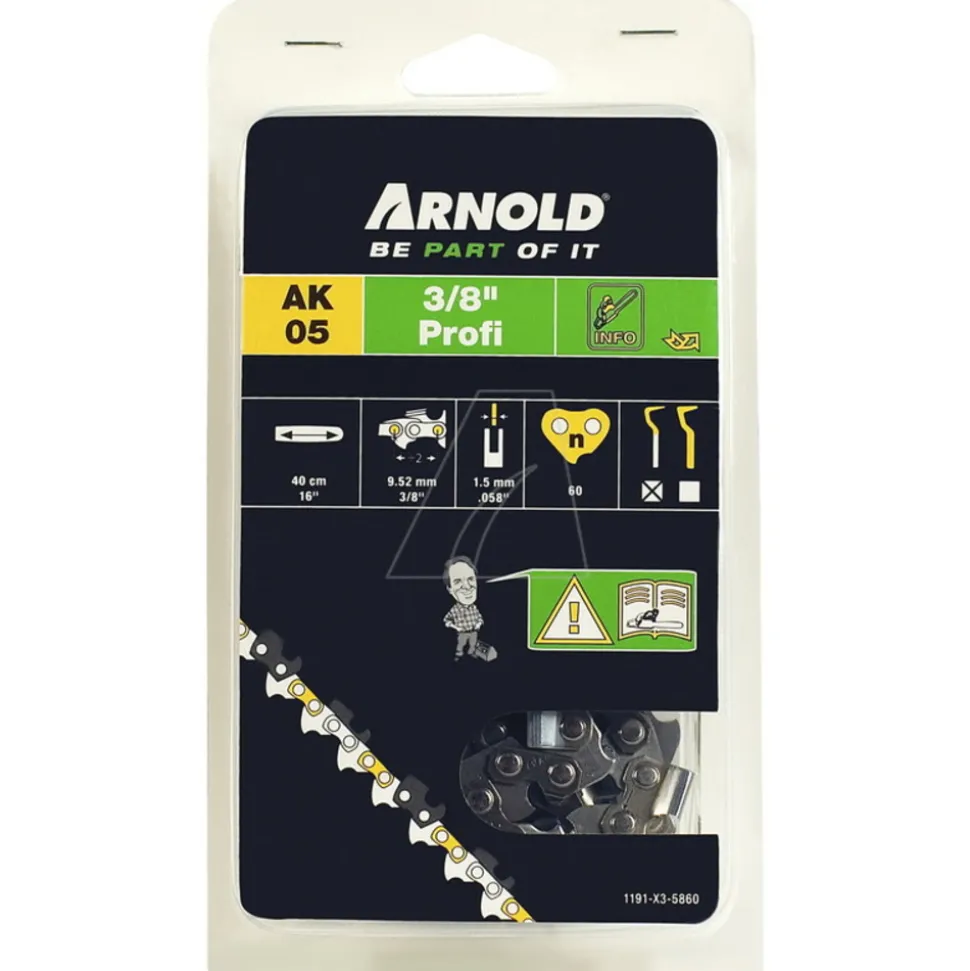 ARNOLD - Chaîne de tronçonneuse 3/8", 1,5 mm, 60 maillons d’entraîneurs