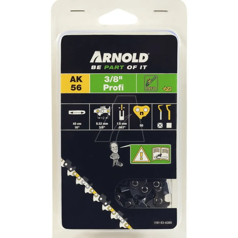 ARNOLD - Chaîne de tronçonneuse 3/8", 1,6 mm - 60 maillons d’entraineurs