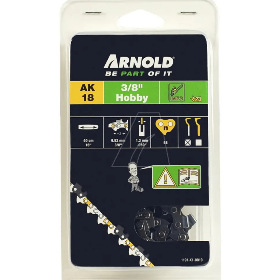 ARNOLD - Chaîne de tronçonneuse 3/8", 1,3 mm - 58 maillons entraîneurs