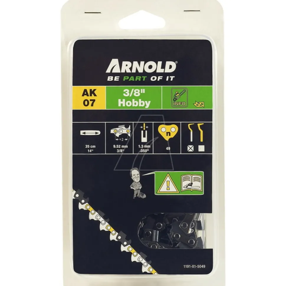 ARNOLD - Chaîne de tronçonneuse 3/8", 1,3 mm, 49 maillons d’entraîneurs