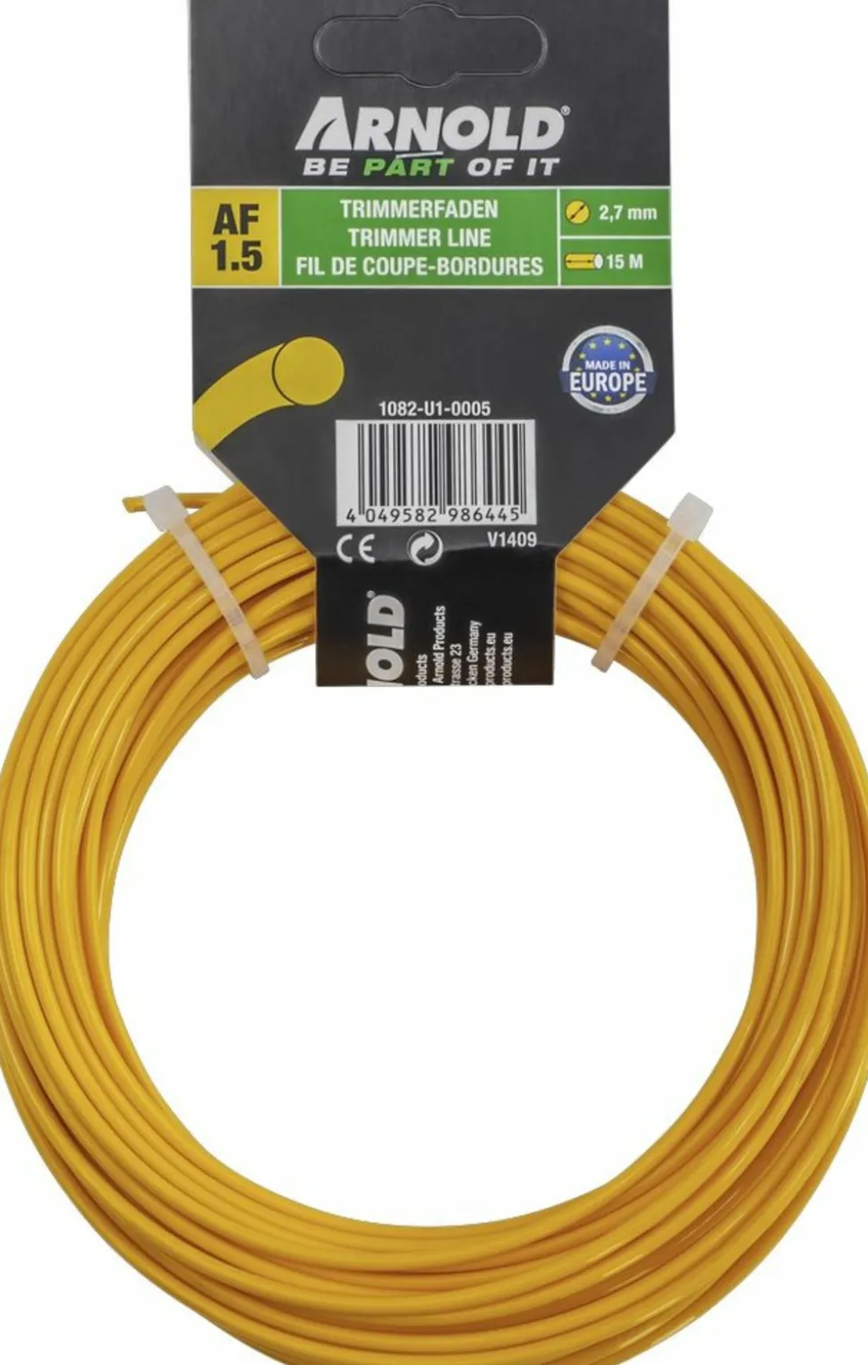ARNOLD - Fil de coupe-bordure rond en nylon 2,7 mm × 15 m