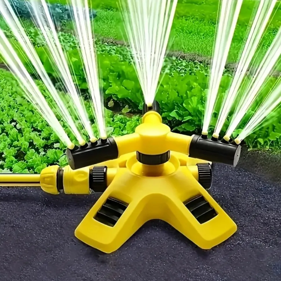 Arroseur automatique de pelouse 360° - 3 bras rotatifs réglables - grandes surfaces - jardin, pelouse, toit