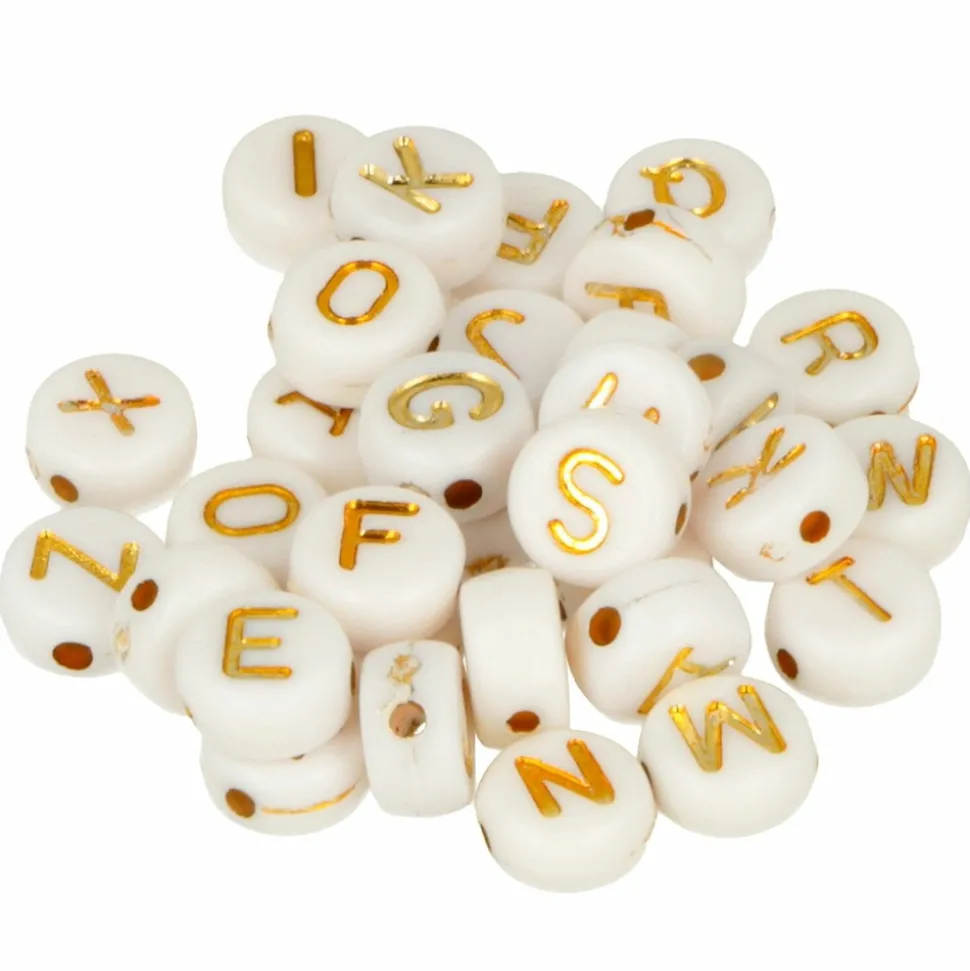 ARTEMIO - 600 perles alphabet blanc/ doré