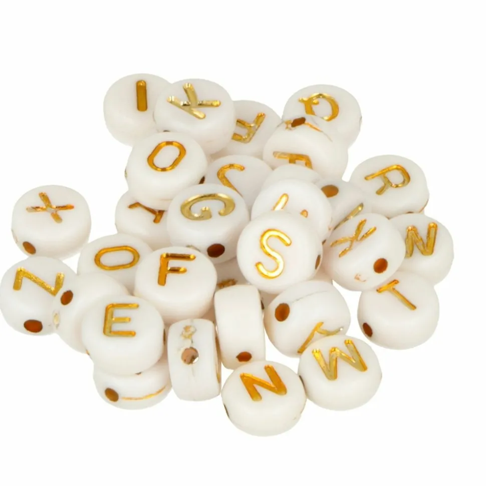 ARTEMIO - 900 perles alphabet blanc/ noir/ doré