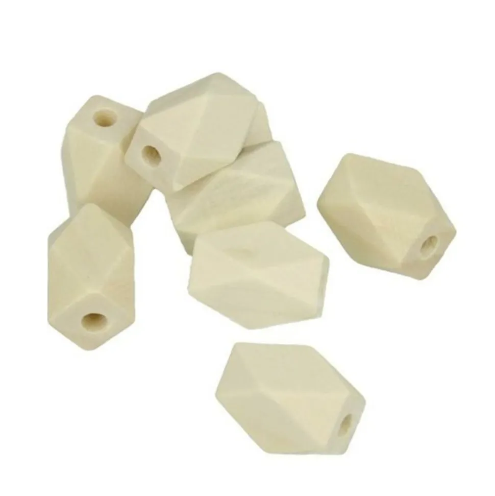 ARTEMIO - 8 perles en bois polygonales 16 x 11 mm