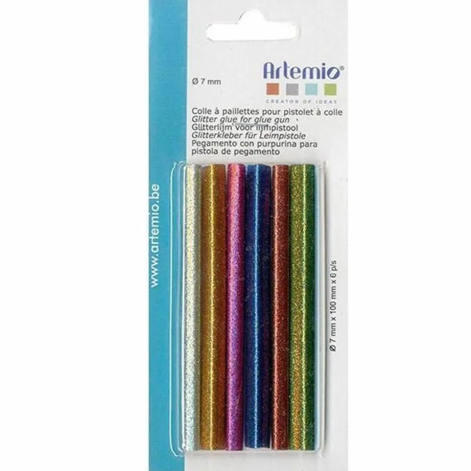 ARTEMIO - 24 recharges pistolet à colle 7 mm - paillettes