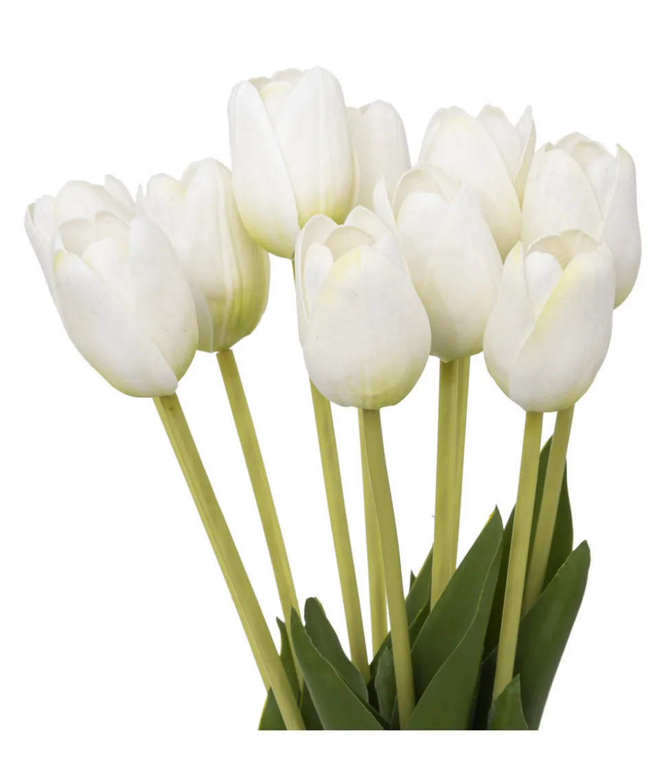 ATMOSPHERA - Bouquet artificiel de 10 tulipes blanches h 48 cm