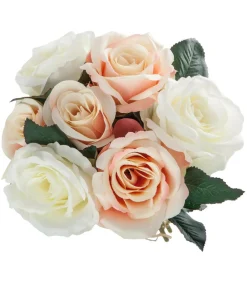ATMOSPHERA - Bouquet de fleurs artificielles 7 roses vieillies d. 23 x h. 30 cm