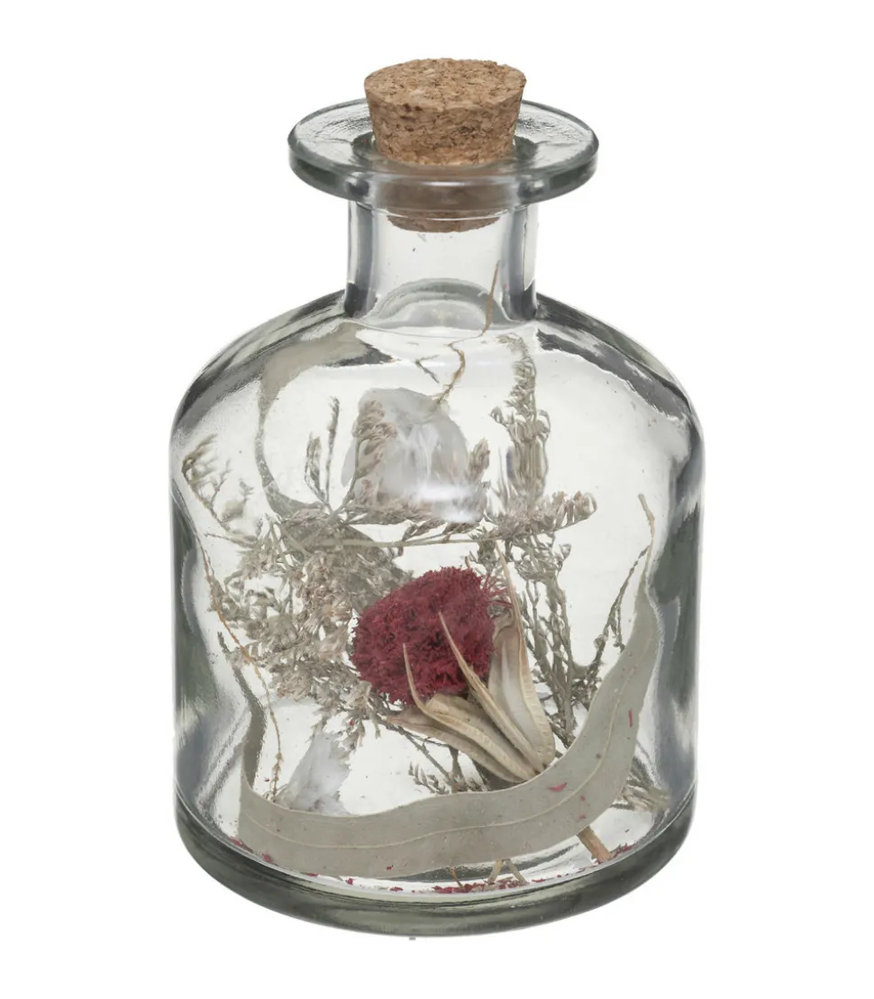 ATMOSPHERA - Fleurs séchées dans bouteille en verre d 8 x h 11 cm