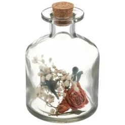 ATMOSPHERA - Fleurs séchées dans bouteille en verre d 8 x h 11 cm