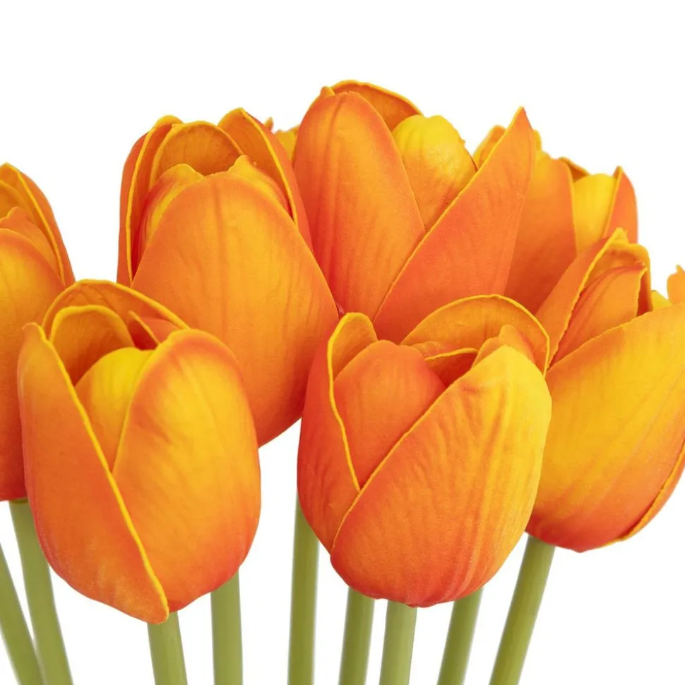 ATMOSPHERA CREATEUR D'INTERIEUR - Bouquet 10 tulipes artificielles james orange h48cm
