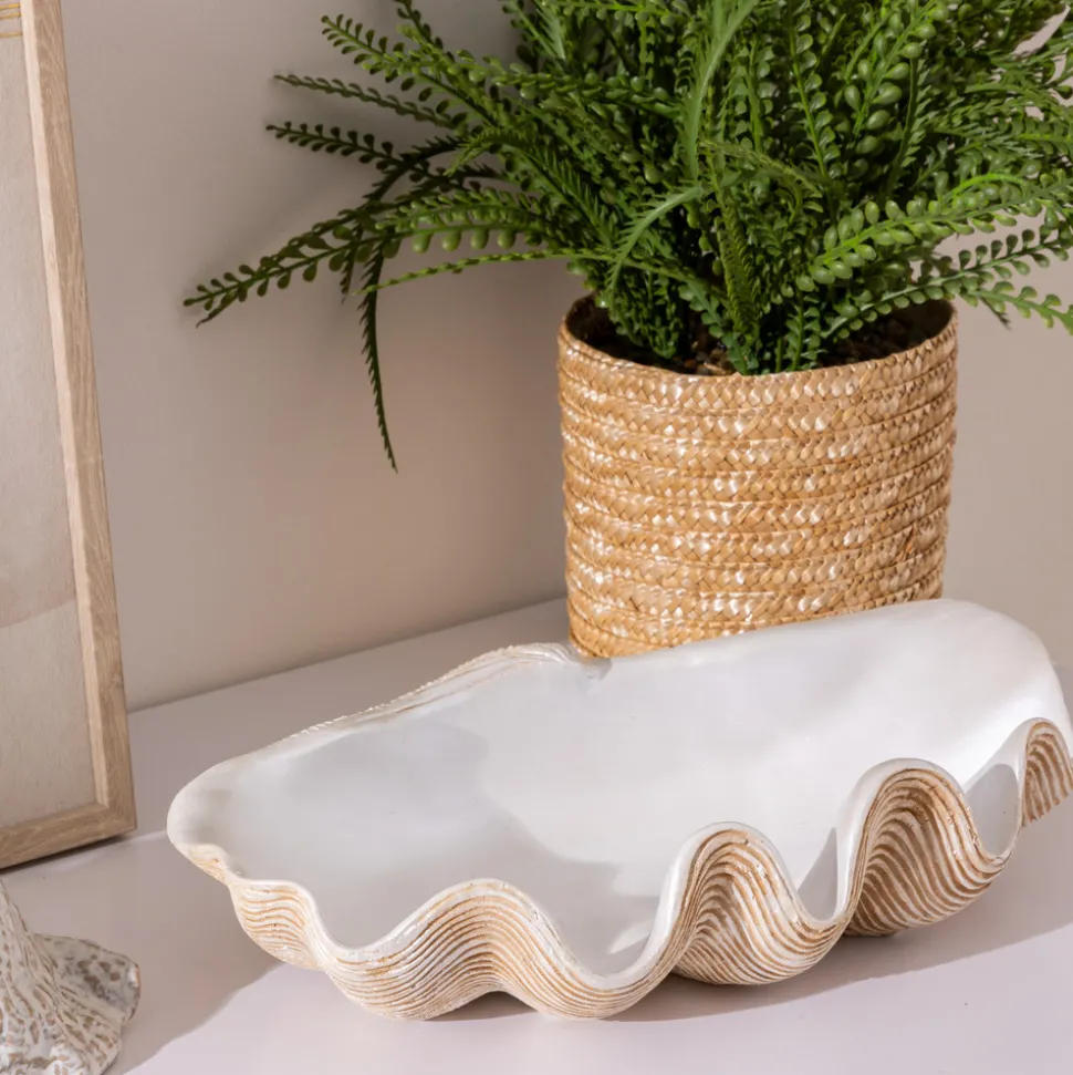 ATMOSPHERA CREATEUR D'INTERIEUR - Coupelle "oceane" résine blanc chaud l 36cm