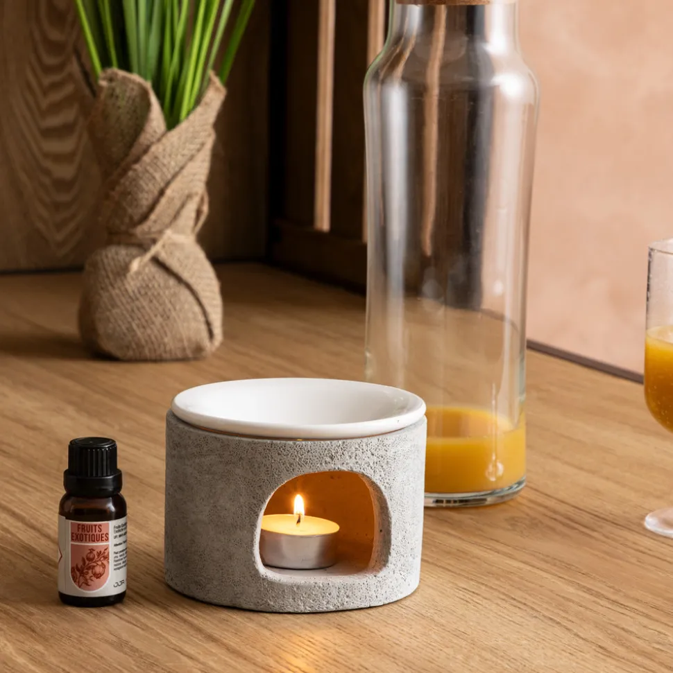 ATMOSPHERA CREATEUR D'INTERIEUR - Brûle-parfum "olioa" ciment 11x7cm