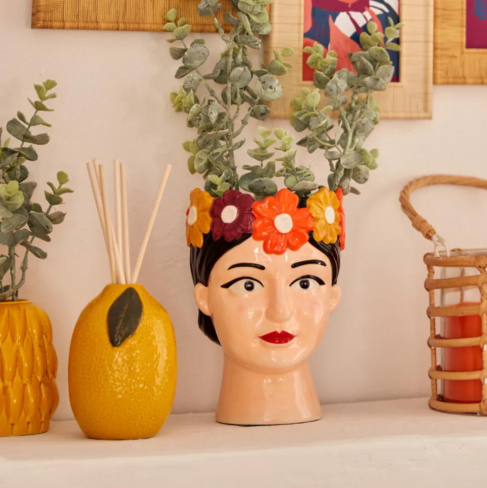 ATMOSPHERA CREATEUR D'INTERIEUR - Vase tête de femme "yuca" céramique h18,2cm