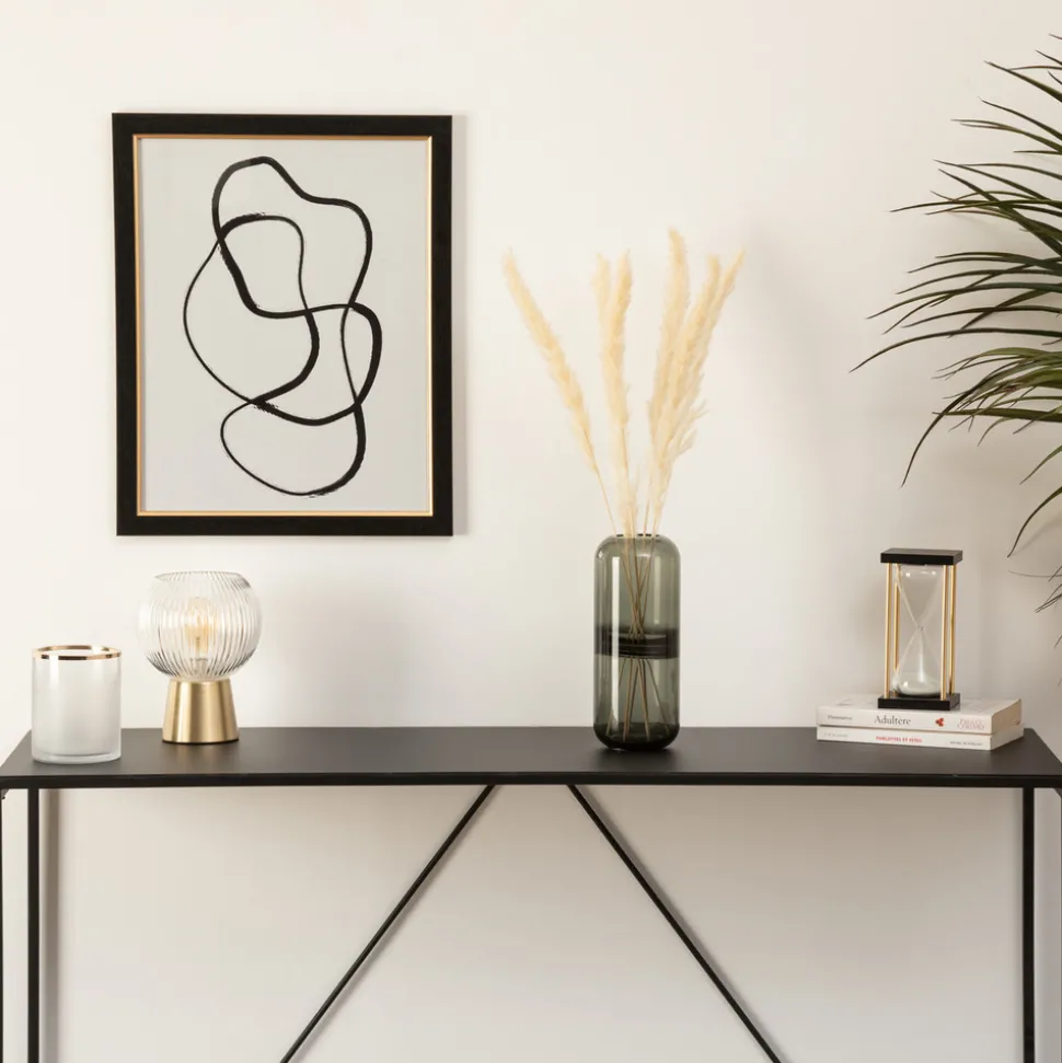 ATMOSPHERA CREATEUR D'INTERIEUR - Vase bouteille "line" - verre fumé h25 cm