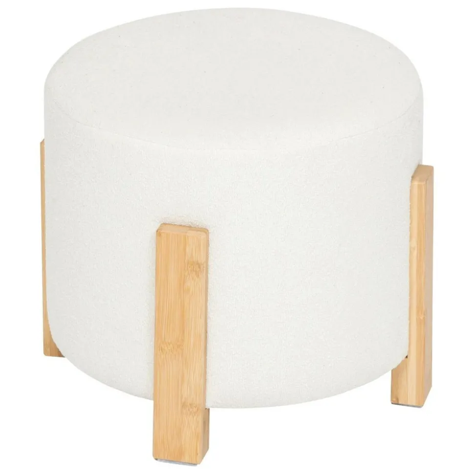 ATMOSPHERA CREATEUR D'INTERIEUR - Tabouret "bansa" bouclette bambou blanc d37,5x32cm