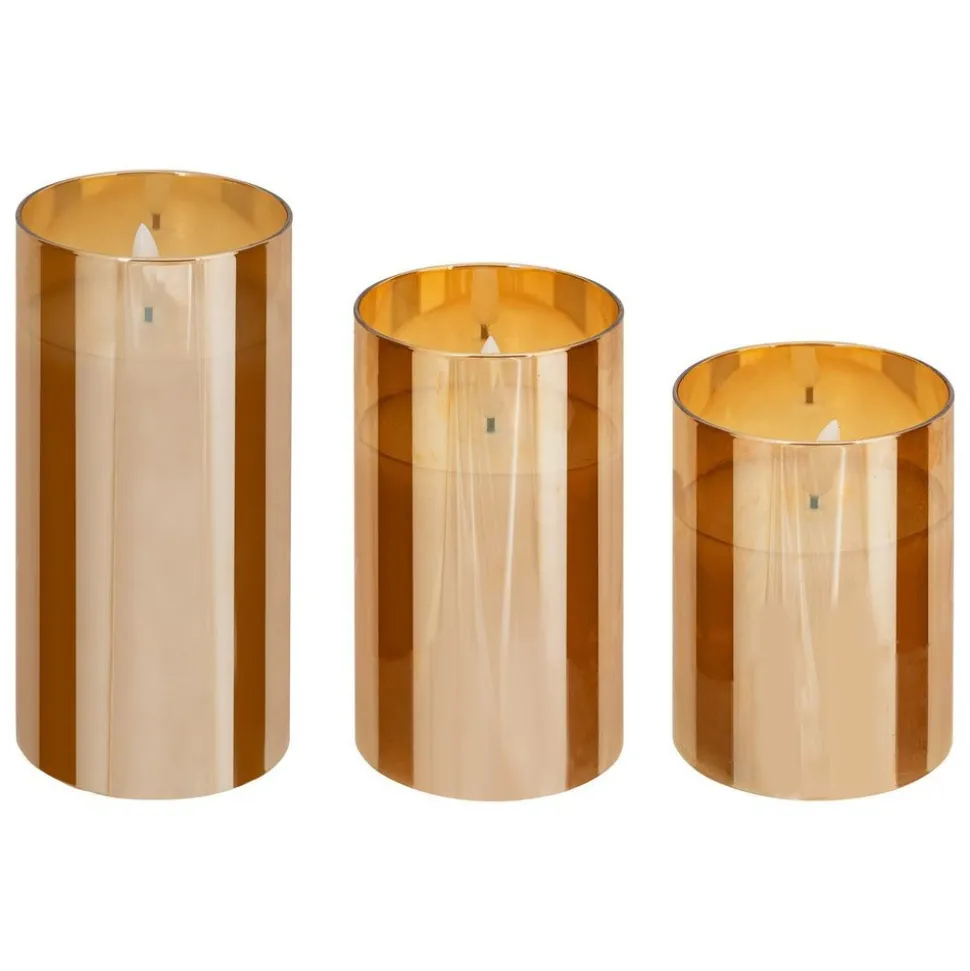 ATMOSPHERA CREATEUR D'INTERIEUR - Coffret 3 bougies led sena verre ambre d75cm